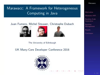Marawacc: A Framework for Heterogeneous  Computing in Java  Motivation  Marawacc-API  Runtime Code