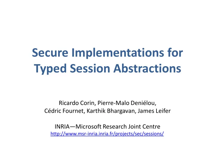 secure implementations for