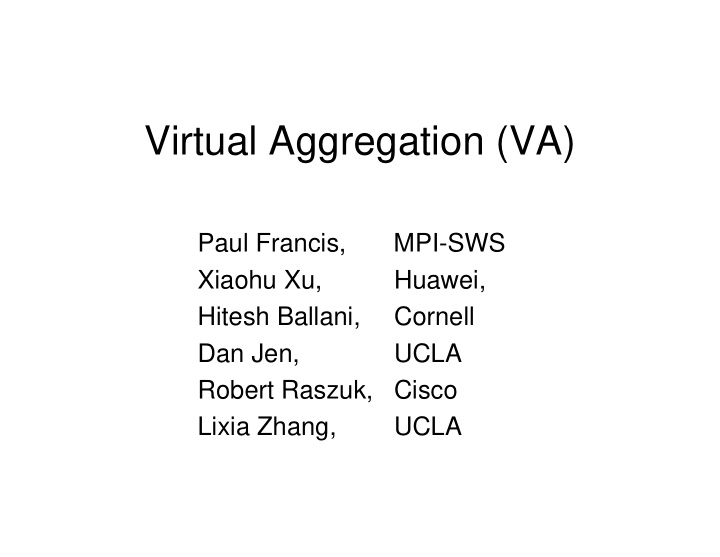 virtual aggregation va