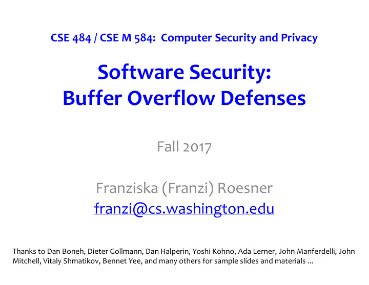 software security buffer overflow defenses