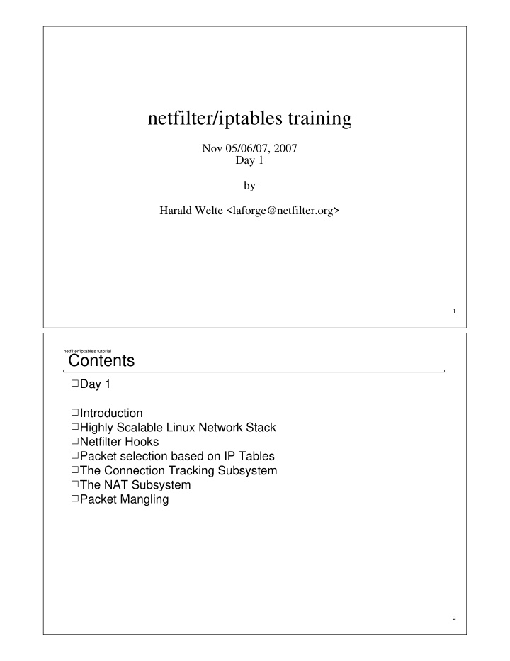 netfilter iptables training