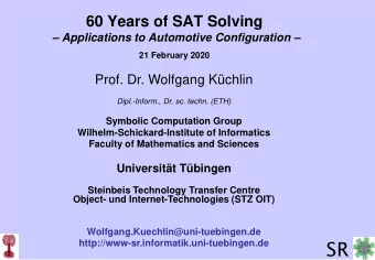 SR  http://www-sr.informatik.uni-tuebingen.de  Variant-rich automotive configuration