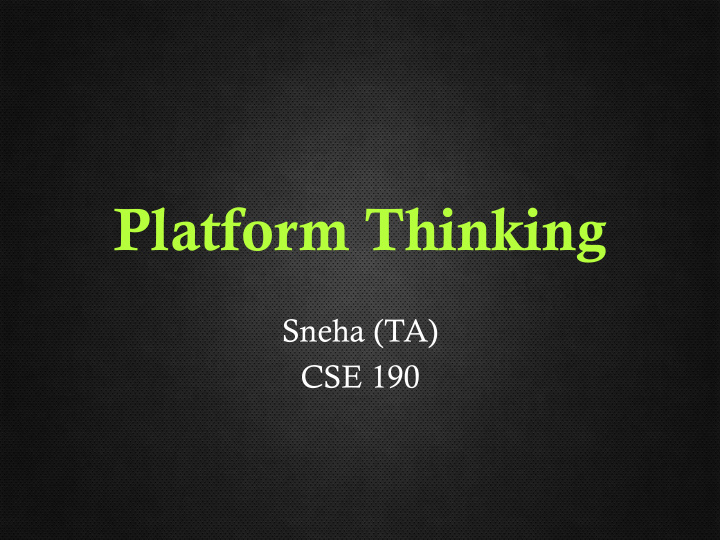 platform thinking