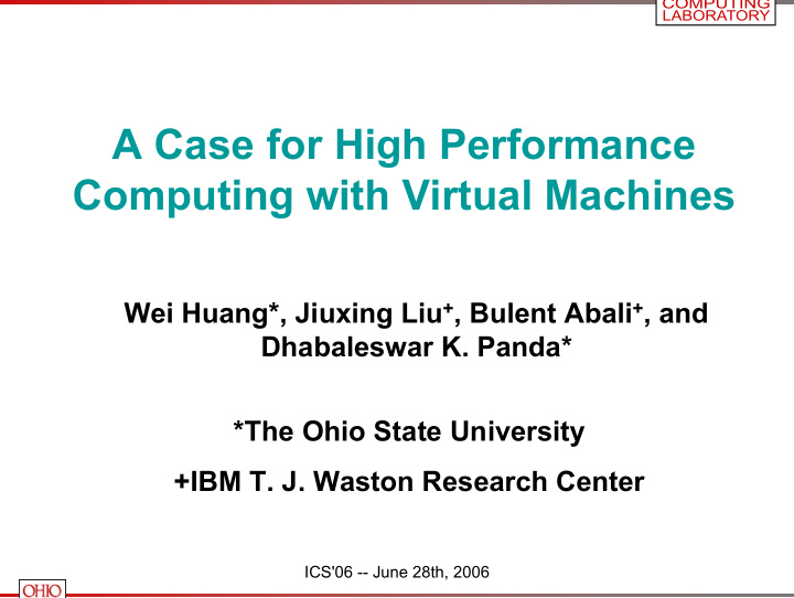 a case for high performance computing with virtual