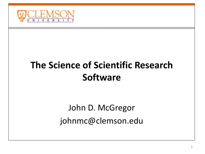 the science of scientific research software