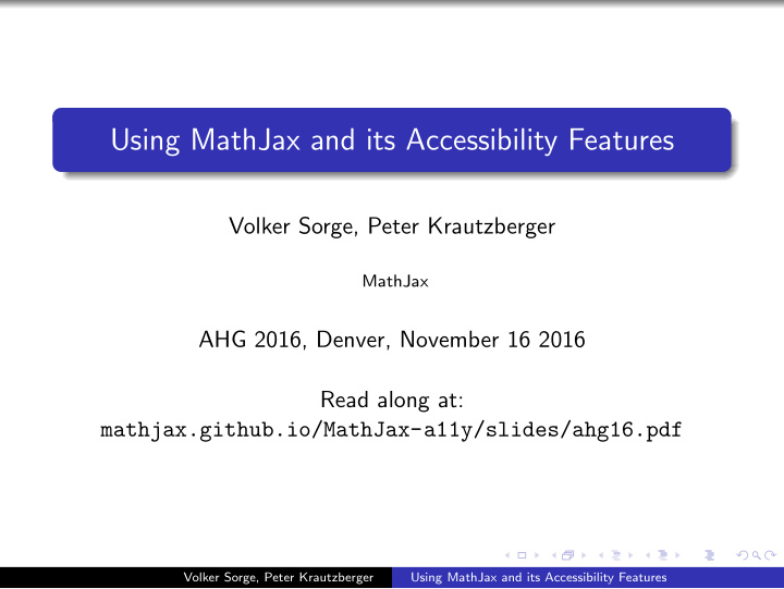 using mathjax and its accessibility features