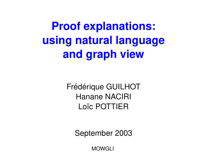 proof explanations using natural language and graph view
