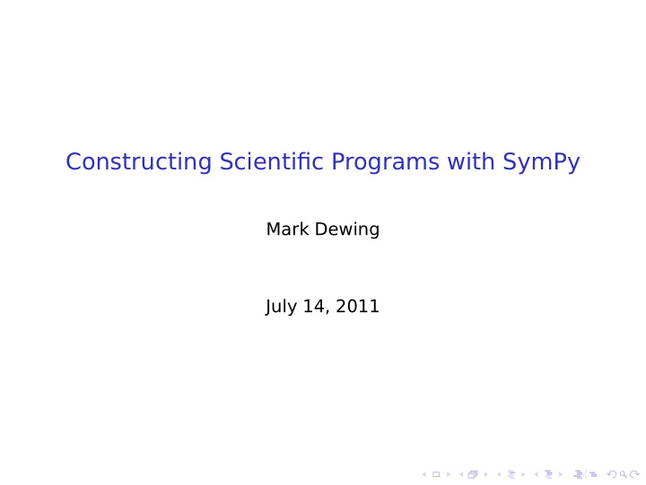 constructing scientific programs with sympy