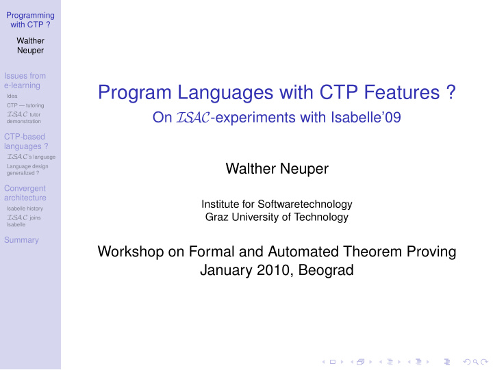 program languages with ctp features