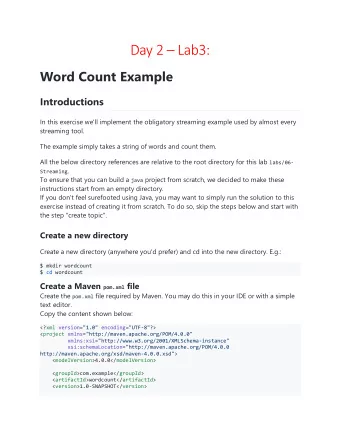 Day 2  Lab3: Word Count Example  Introductions  In this exercise we'll implement the obligatory