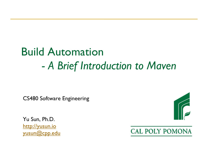 build automation a brief introduction to maven