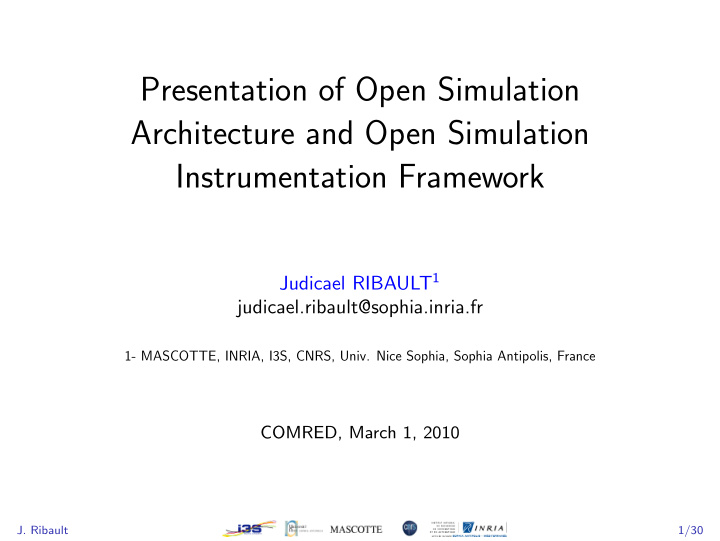 presentation of open simulation architecture and open