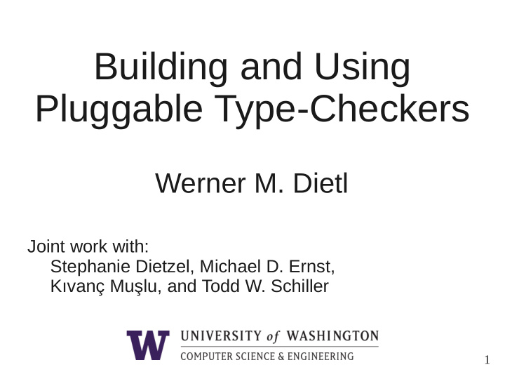 building and using pluggable type checkers