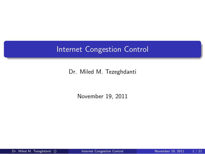 internet congestion control