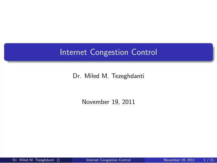internet congestion control