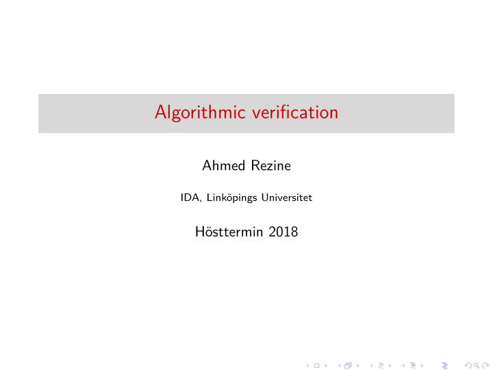 algorithmic verification