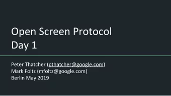 Day 1 - Outline  Introductions, Agenda Bashing  OSP Protocol Design Issues  Overview of Group Work
