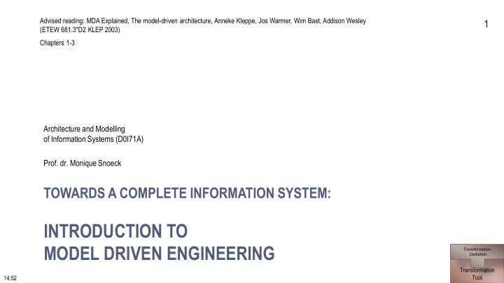 introduction to model driven engineering