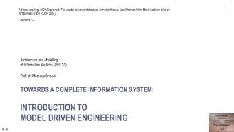 INTRODUCTION TO  MODEL DRIVEN ENGINEERING  Transformation  Definition  Transformation  Tool  14:52