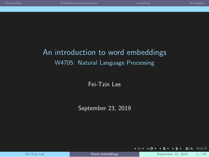 an introduction to word embeddings