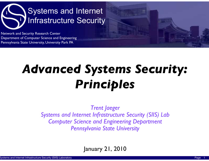 advanced systems security principles