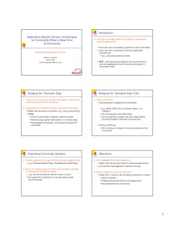 1  First-class Services  First-class Services cont. ! Where possible, have same capabilities as