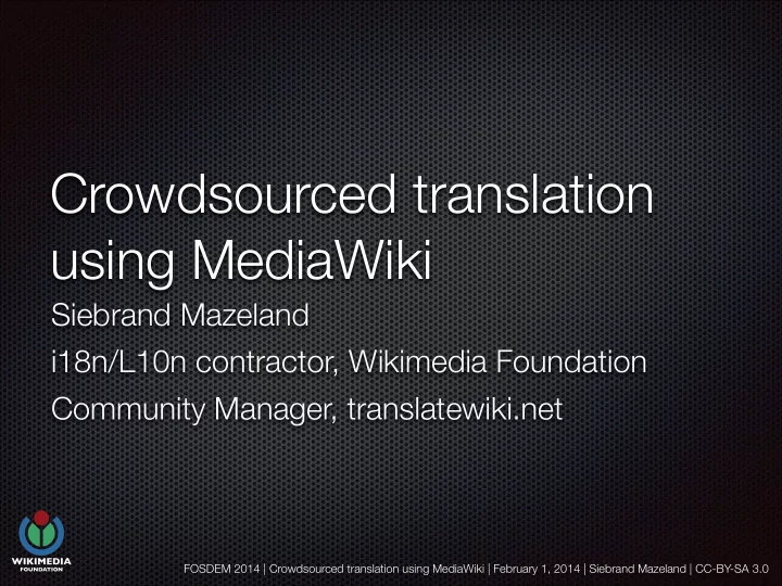 crowdsourced translation using mediawiki