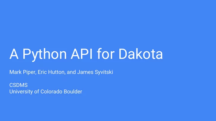 a python api for dakota