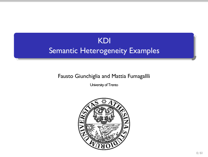 kdi semantic heterogeneity examples