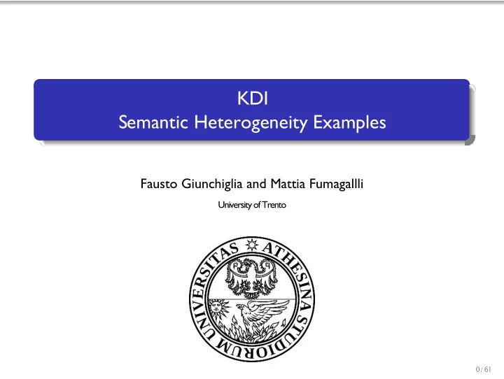 kdi semantic heterogeneity examples