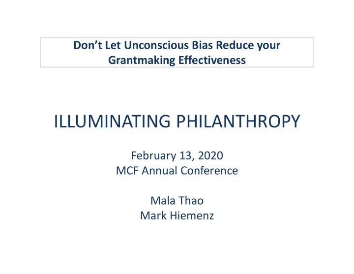 illuminating philanthropy