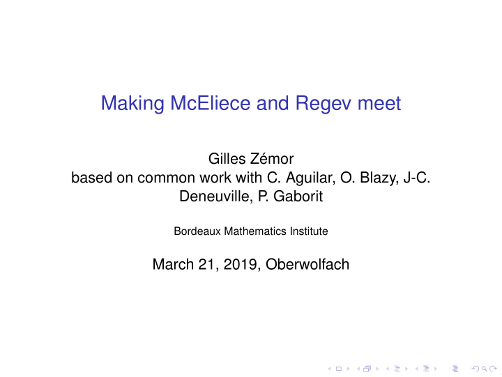 making mceliece and regev meet