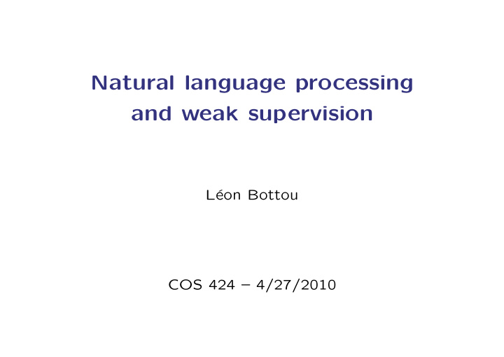 natural language processing and weak supervision