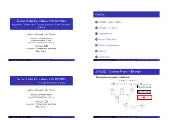 Outline Second Order Derivatives with ADTAGEO ADTAGEO Gradient-Mode  1  Algorithmic Differentiation