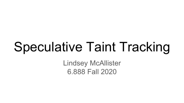 speculative taint tracking