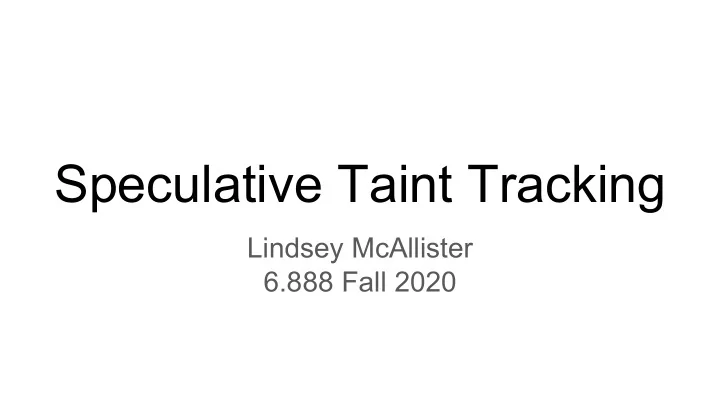 speculative taint tracking
