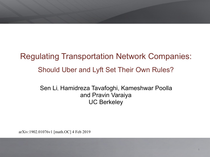 regulating transportation network companies