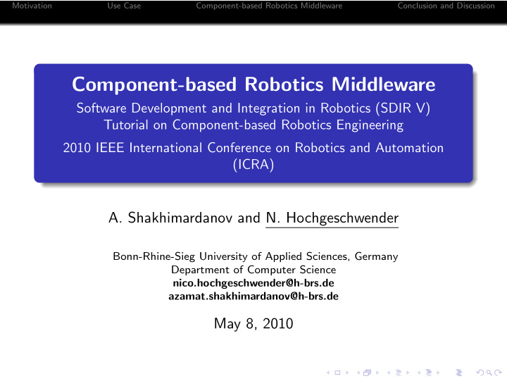 component based robotics middleware