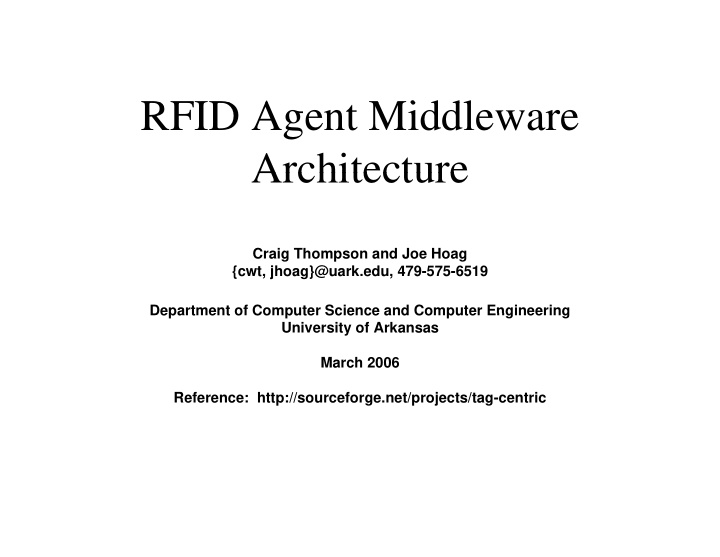 rfid a rfid agent middleware middl architecture