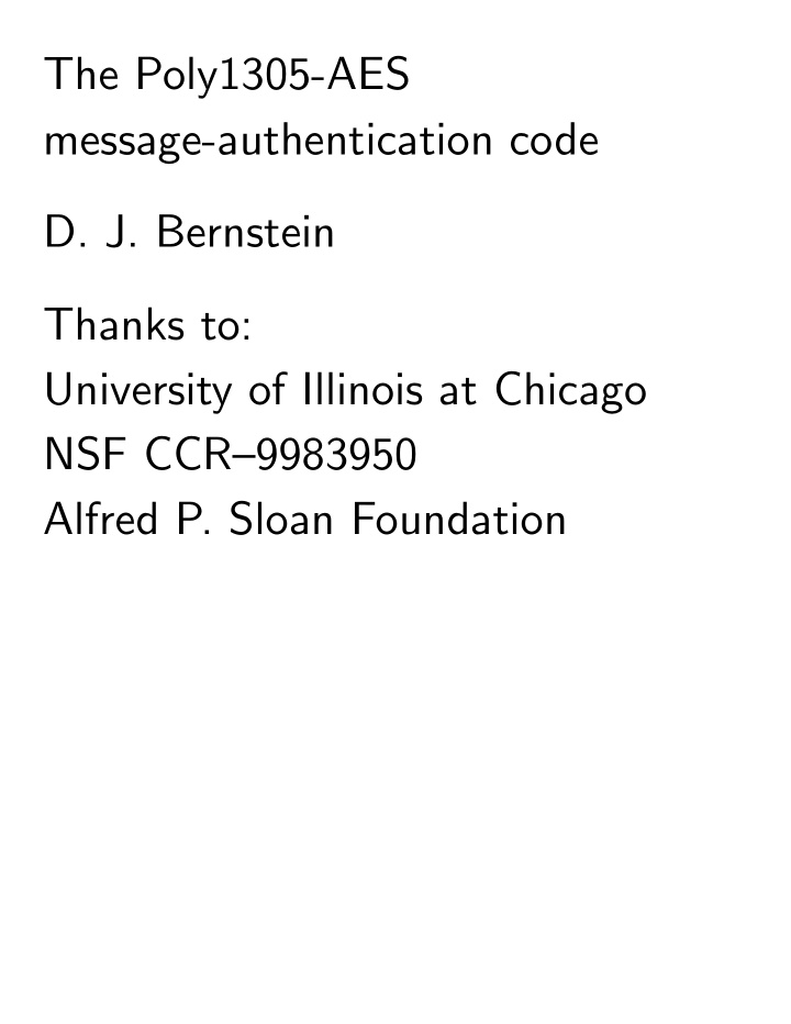 the poly1305 aes message authentication code d j