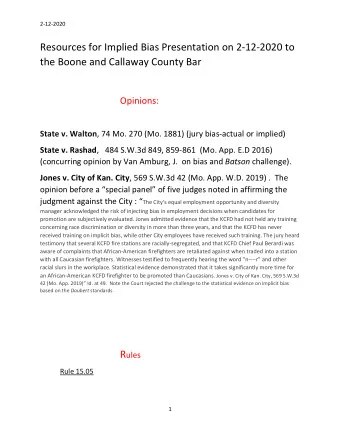 Opinions: State v. Walton , 74 Mo. 270 (Mo. 1881) (jury bias-actual or implied) State v. Rashad ,