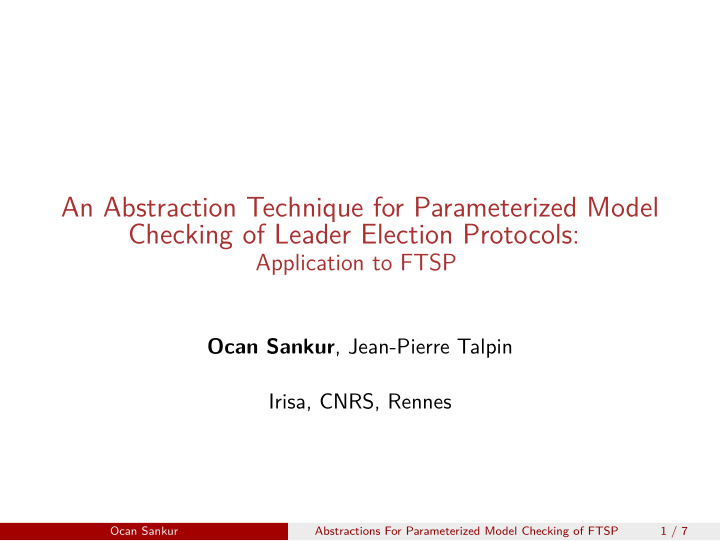 an abstraction technique for parameterized model checking