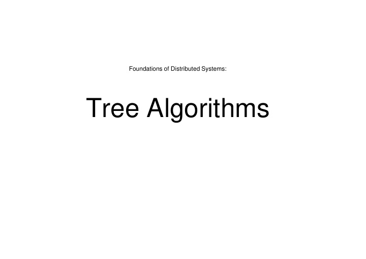 tree algorithms