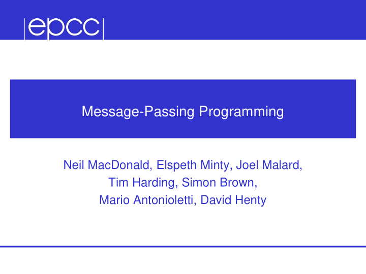 message passing programming