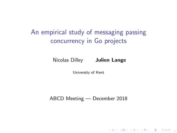 an empirical study of messaging passing concurrency in go