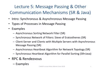 Lecture 5: Message Passing &amp; Other  Communication Mechanisms (SR &amp; Java)  Intro: