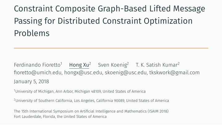 constraint composite graph based lifted message passing