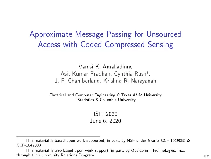 approximate message passing for unsourced access with