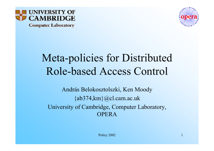 meta policies for distributed role based access control
