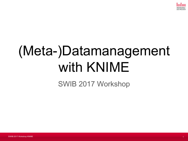 meta datamanagement with knime